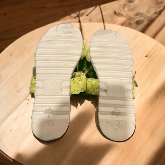 Marc Fisher Jaime Lime Green Flat Espadrille Slip On Sandal Size 7 - Picture 3 of 5